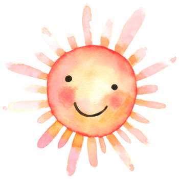 Sun watercolor cartoon cute png
