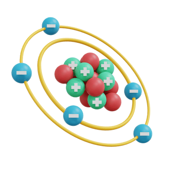 3D Rendering of electron proton atom   isolated on background. 3d render illustration cartoon style. png