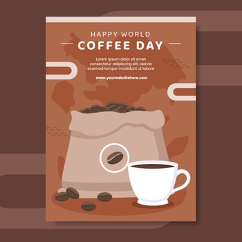 International Coffee Day Poster Template Hand Drawn Cartoon Flat Illustration vector