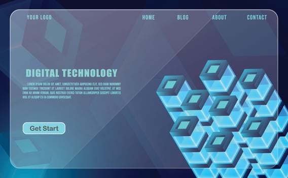 technology concept for web banner template or brochure , Blue colour. vector