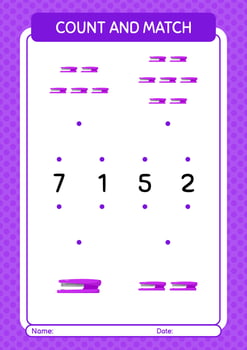 Count and match game with stapler. worksheet for preschool kids, kids activity sheet vector