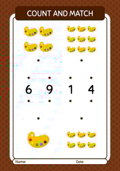 Count and match game with paint palette. worksheet for preschool kids, kids activity sheet vector