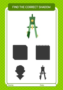 Find the correct shadows game with bow compass. worksheet for preschool kids, kids activity sheet vector