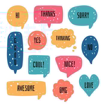 collection set of hand drawing frame border, blank speech bubble balloon, think, speak, talk, text box, banner, flat, design, vector illustration