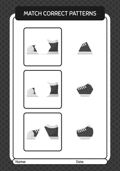 Match pattern game with shoes. worksheet for preschool kids, kids activity sheet vector