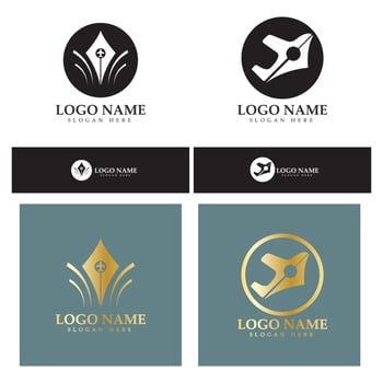 travel blog logo of airplane pen and book illustration design vector icon template