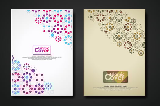 Islamic cover background template with ornamental colorful detail of floral mosaic islamic art ornament vector