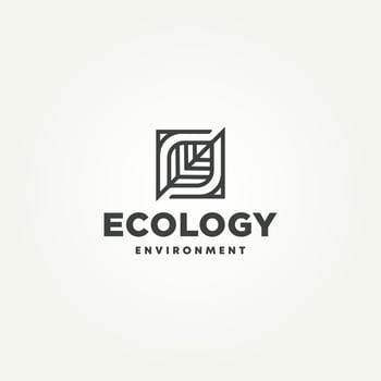 minimalist ecology leaf geometry line art icon logo template vector illustration design. simple agriculture, environment, and industry logo concept
