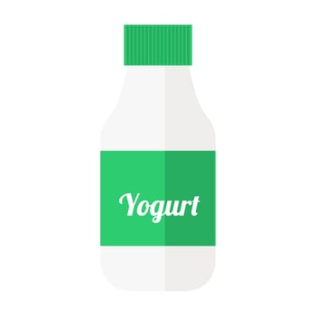 Vector colorful illustration bottle of yogurt isolated on white background