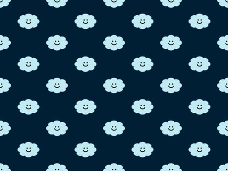 Cloud cartoon character seamless pattern on blue background vector