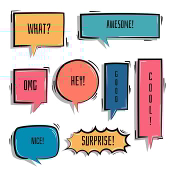 collection set of hand drawing frame border, blank speech bubble balloon, think, speak, talk, text box, banner, flat, design, vector illustration