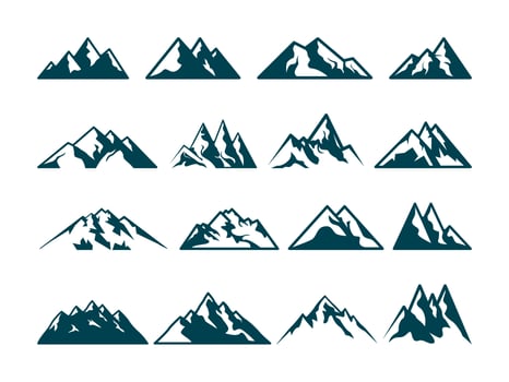 Mountain silhouette, blue rocky mountain illustration,vector design, sign,symbol, outdoor, bundle. vector