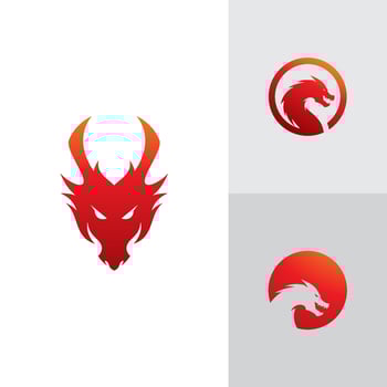 Dragon Head illustration with gradient color, dragon logo vector icon