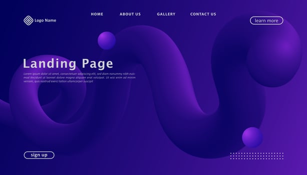modern purple fluid liquid landing page template vector