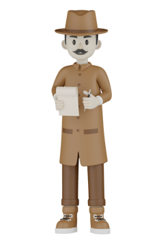 3d Isolated Detective with chocolate robes png