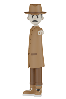 3d Isolated Detective with chocolate robes png