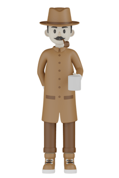 3d Isolated Detective with chocolate robes png