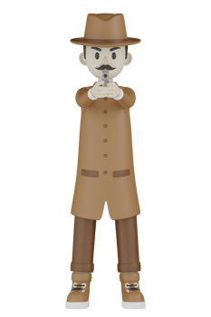 3d Isolated Detective with chocolate robes png