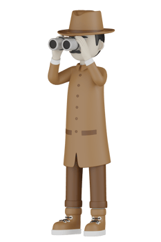 3d Isolated Detective with chocolate robes png