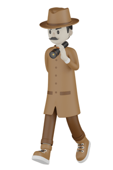 3d Isolated Detective with chocolate robes png