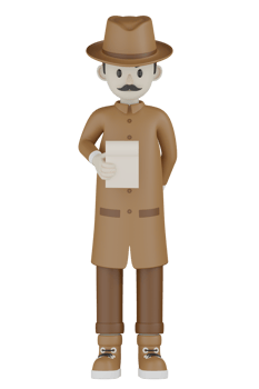 3d Isolated Detective with chocolate robes png