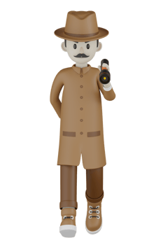 3d Isolated Detective with chocolate robes png
