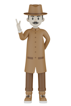 3d Isolated Detective with chocolate robes png