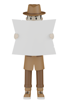 3d Isolated Detective with chocolate robes png