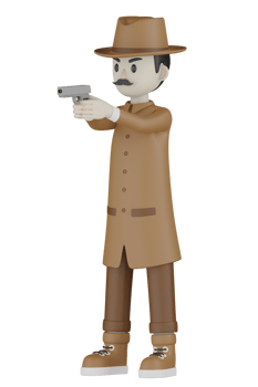 3d Isolated Detective with chocolate robes png