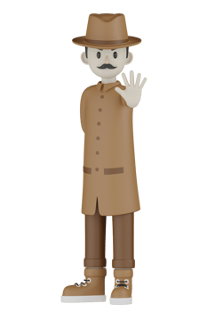 3d Isolated Detective with chocolate robes png