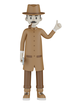 3d Isolated Detective with chocolate robes png
