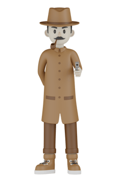 3d Isolated Detective with chocolate robes png