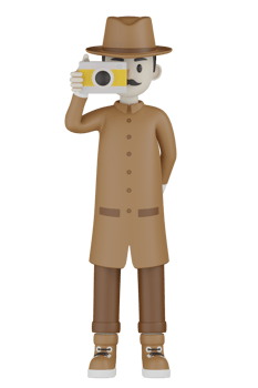 3d Isolated Detective with chocolate robes png