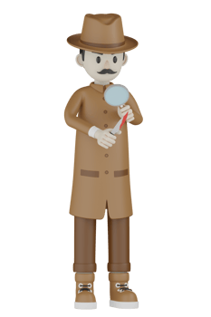 3d Isolated Detective with chocolate robes png