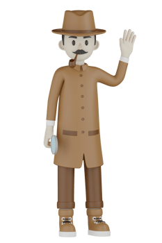 3d Isolated Detective with chocolate robes png