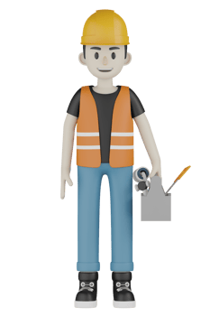 3d Isolated Field workers with orange vests and yellow helmets png