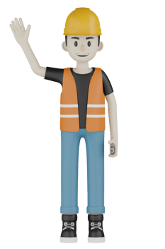 3d Isolated Field workers with orange vests and yellow helmets png