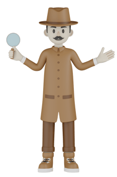 3d Isolated Detective with chocolate robes png