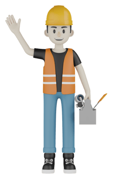 3d Isolated Field workers with orange vests and yellow helmets png
