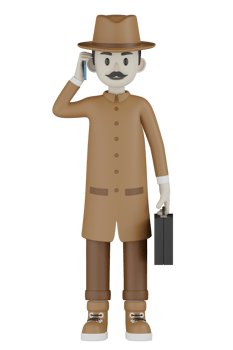 3d Isolated Detective with chocolate robes png