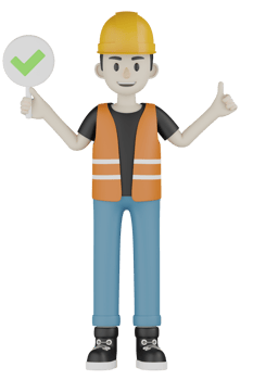 3d Isolated Field workers with orange vests and yellow helmets png