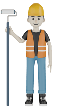 3d Isolated Field workers with orange vests and yellow helmets png