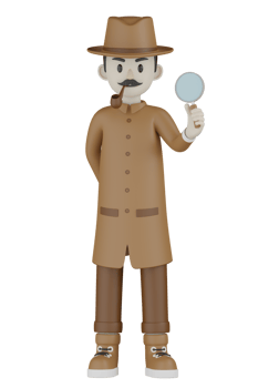 3d Isolated Detective with chocolate robes png