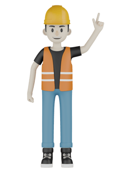 3d Isolated Field workers with orange vests and yellow helmets png