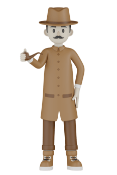 3d Isolated Detective with chocolate robes png