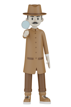 3d Isolated Detective with chocolate robes png