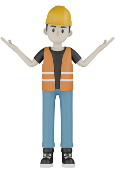 3d Isolated Field workers with orange vests and yellow helmets png