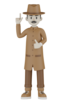 3d Isolated Detective with chocolate robes png