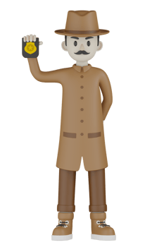 3d Isolated Detective with chocolate robes png