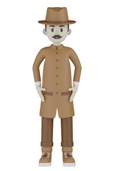 3d Isolated Detective with chocolate robes png